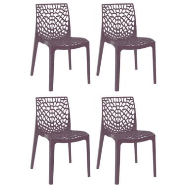 Imagem de Kit 4 Cadeiras Gruvyer Estrutura Em Polipropileno Fratini Cinza Escuro