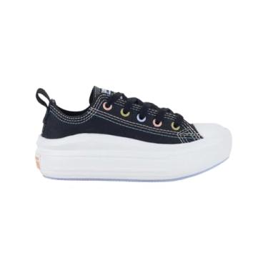 Imagem de Tênis Converse All Star Move Infantil Ox - Cano baixo, Original, Confortável, Ideal para o dia a dia, Estilo Clássico (Preto/Lilás, BR, Criança de 4 a 8 anos, Numérico, 30)