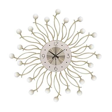 Imagem de Relógio de parede para quarto, relógio de bola de madeira e metal, decorativo de meados do século, silencioso, moderno, relógio de pendurar para casa, cozinha, escritório, relógio de parede para sala