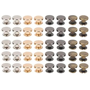 Imagem de GLOGLOW Parafuso de Encadernação DIY, Material de Cobre Com Design de Cabeça Plana de Superfície Lisa, 9x5mm Tamanho 40 Peças Conjunto de 4 Cores para Artesanato Em Couro, Cintos,