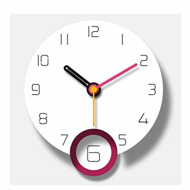 Imagem de AKALNNB Relógio de parede com pêndulo para sala de estar relógio de quartzo doméstico (D 29,5 cm) (D 29,5 cm)