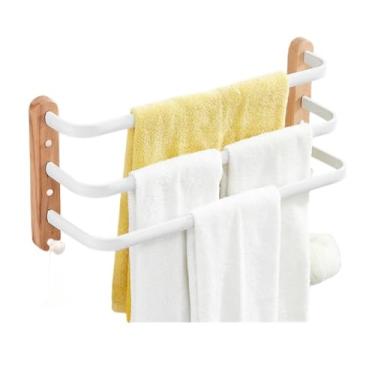 Imagem de Conjuntos de ferragens de banheiro toalheiro suporte de papel barra de toalha gancho prateleira acessórios de banheiro kit branco, barra dupla 50 cm (três barras 50 cm)