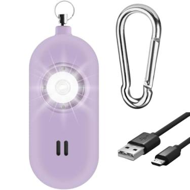 Imagem de Spartan Defense Alarme de segurança pessoal recarregável para mulheres. Sirene de 130 dB. Piercing de orelha alto com luz estroboscópica de LED intermitente chaveiro de sirene