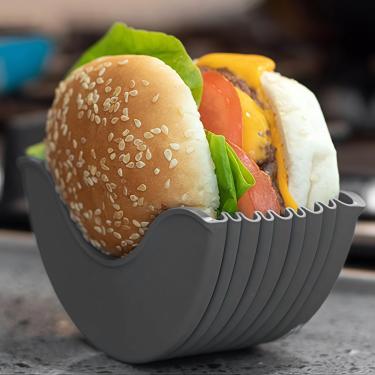 Imagem de Suporte reutilizável para hambúrguer, concha de silicone para hambúrgueres e sanduíches, alternativa higiênica à máquina de lavar louça - para cheeseburgers