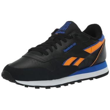 Imagem de Reebok Tênis feminino clássico de couro Legacy, Preto/Laranja Chocante/Cobalto Elétrico, 14.5 Women/13 Men