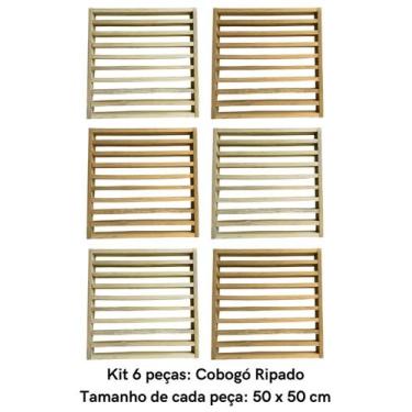 Imagem de KIT 6 peças de Módulo cobogó (elemento vazado) ripado de Pinus tratado