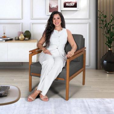 Imagem de Poltrona Montreal Moderna Linho Decorativa Sala Reecepçao Consultorio 