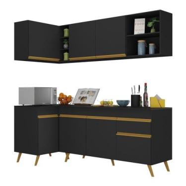 Imagem de Armário De Cozinha Compacta De Canto Veneza Multimóveis V2058 Preto/do