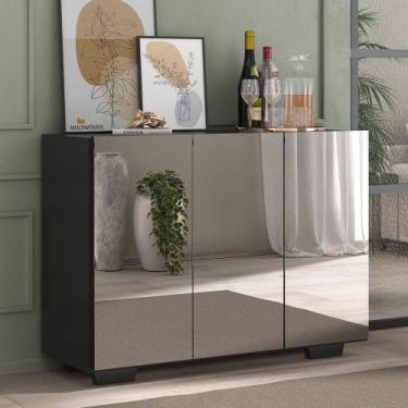 Imagem de Aparador 3 Portas Com Espelho Mp1014 Preto - MULTIMOVEIS