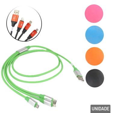 Imagem de Cabo USB 3 EM 1 120cm Color - Tudo em Caixa