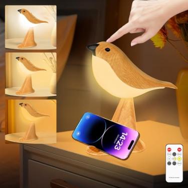 Imagem de YOTOZU Luminária de toque de pássaro pequena, recarregável por USB, mesa de controle de sensor de toque e luminária de mesa para quarto (amarelo)