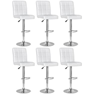 Imagem de Conjunto 6 Banquetas Dublin Material Ecológico Regulagem De Altura - Branca