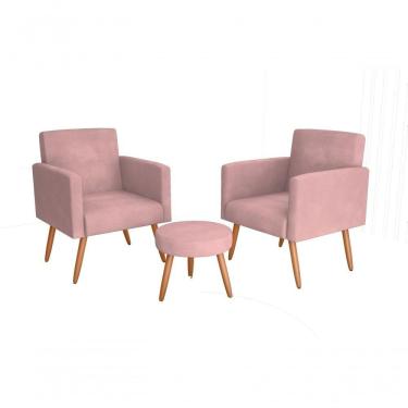 Imagem de Conjunto 02 Poltronass E 1 Puff Dallas - Turkey Rose