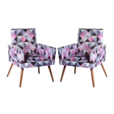 Imagem de Kit 2 Poltronas Decorativas Nina Sala De Estar Triangulo Rosa