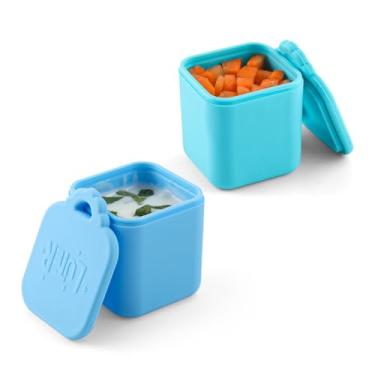 Imagem de 2un Recipientes Molho para Omiebox Compatíveis, Recipientes Silicone Molho de Salada 4oz Adequados para a Maioria das Lancheiras Piqueniques Infantis e Viagens (Azul, Ciano)