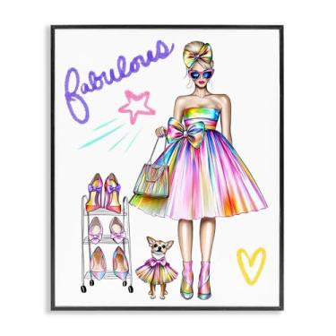 Imagem de Stupell Industries Fabulous Girl & Dog Arte giclée emoldurada preta, design por Jess Stempel, 76 x 61 cm