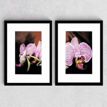 Imagem de Kit 2 Quadros Decoração Orquídea Vaso Parede Flor Grande Foto Composição