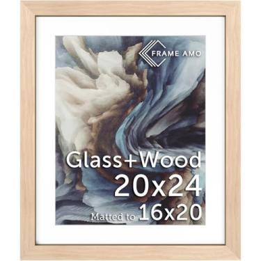 Imagem de Frame Amo Moldura para pôster de madeira maciça de 50 x 61 cm, tapete branco para imagem de 40 x 50 cm, frente de vidro temperado, 3,8 cm de largura, 2,5 cm de espessura