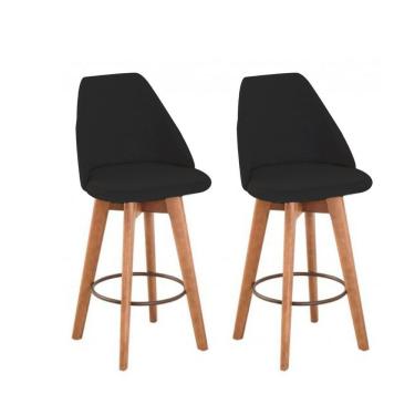 Imagem de Kit 2 Banquetas Maysa Giratória Para Bancada Ou Cozinha - Tecido Preto