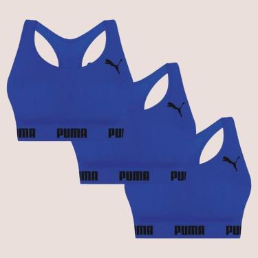 Imagem de Kit Com 3 Tops Puma Nadador Sem Costura E Sem Bojo Fitness Fit Para Academia Corrida Treino-Feminino