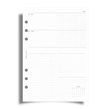 Imagem de Cloth & Paper Inserções de agenda semanal datadas de 2026 - início de segunda-feira | Tamanho A5 14 x 21 cm | Layout semanal horizontal, 215 | Recarga de agenda mínima | 6 inserções de agenda A5 de