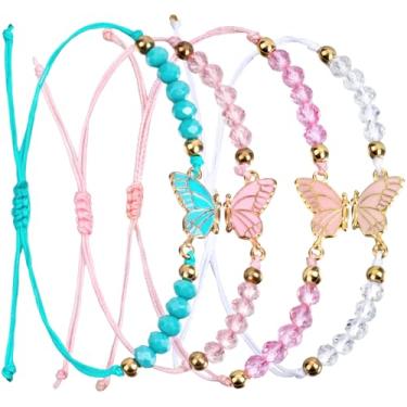Imagem de SmallCat Pulseiras Best Friend para 2, pulseiras de amizade combinando, pulseira de borboleta ajustável para casal, mulheres, 10.63 Inch, Liga de aço, Sem Pedra Preciosa