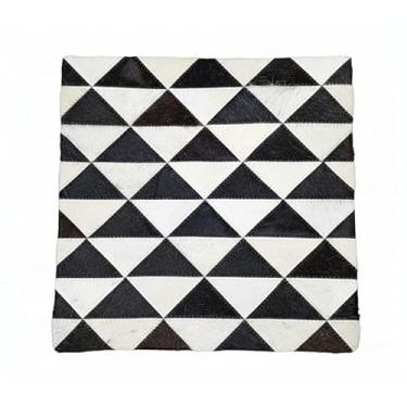 Imagem de NGF Capas de almofada geniune de couro bovino - Almofada de couro verdadeiro em couro de vaca (preto e branco, 40,6 x 40,6 cm)