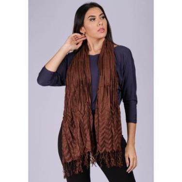 Imagem de Echarpe Lenço Feminino Texturizado Marrom - Único - Veste 38 ao 48-Feminino