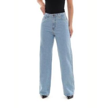 Imagem de CALÇA JEANS WIDE LEG FEMININA CINTURA ALTA BÁSICA 100% ALGODÃO 29000 40 VINTAGE UNICA-Feminino