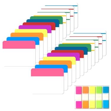 Imagem de 580 abas adesivas de índice, marcadores de página graváveis de 5 cm, abas autoadesivas coloridas reposicionáveis para livros, fichários, cadernos, pastas de arquivos e documentos de classificação (25