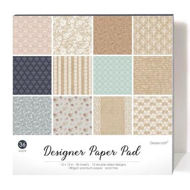 Imagem de Desecraft Papel vintage de serapilheira e renda 30,5 x 30,5 cm, cartolina dupla face, 30,5 x 30,5 cm, para álbuns, artesanato e decoração de casa