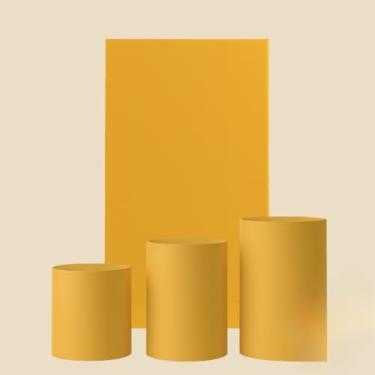 Imagem de Kit Capa De Painel Romano Liso Retângulo Dupla Face Duas Cores E Trio Cilindros De Malha Gel Premium(Amarelo Mostarda)