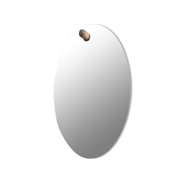 Imagem de Espelho Decorativo Pen Oval Pendurador Wood 60x40 cm