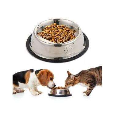 Imagem de Comedouro Bebedouro Pet Inox Cachorro Gato 300ml Ração Água