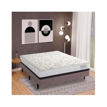 Imagem de Cama Box Conjugada Casal Herval Roma Ortopédico Espuma D20 e Tecido Poliéster 53x138x188cm - Marrom/Bege/Branco