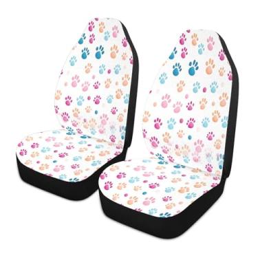 Imagem de ATTX Capas de assento de carro com estampa de patas fofas com design antiderrapante, 2 peças de almofada protetora de assento automotivo respirável elástica #994