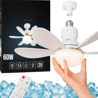 Imagem de Ventilador de Teto Turbo Silencioso Oval 60W/50w 6 Pás LED 3 Cores E27 Controle Função Timing Bivolt(60W)