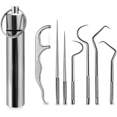 Imagem de Kit 7 Instrumentos Inox Limpeza Dental Removedor Tártaro Higiene Bucal Limpeza Saúde