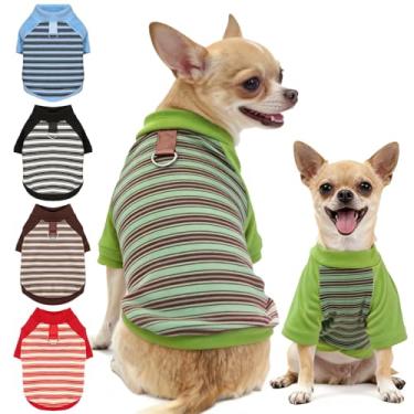 Imagem de Suéter para cães leve e elástico camiseta de lã listrada para animais de estimação roupas de gatos macio para cães pequenos, médios e grandes (verde, grande)