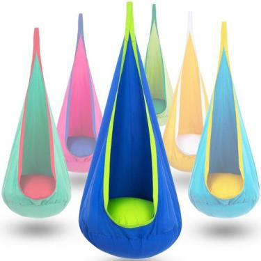 Imagem de Asiento colgante tipo cueva para niños Y-STOP, hamaca azul/verde - Y- 