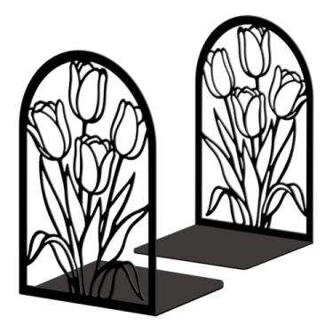 Imagem de Peacoblue Suportes de livros de metal para prateleiras, tampas de livros de estudo resistentes decorativas modernas para escritório, mesa, prateleira, sala 13,5 x 11 x 20 cm de ferro fundido simples