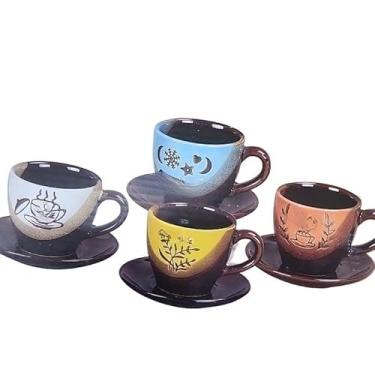 Imagem de Xícara De Café Kit Com De Cerâmica Em Porcelana(Marrom Aleatória)