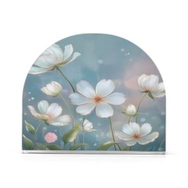 Imagem de Qilmy Porta-guardanapos de acrílico com flores, porta-guardanapos de coquetel de plástico transparente para mesas de restaurante de cozinha, 2 peças