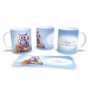 Imagem de Caneca de Cerâmica com Design de Coruja e Livros, 325ml, Decorativa para Professores, com Mensagem Motivacional em Português (O)