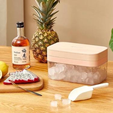 Imagem de Kit Formas de Gelo Silicone c/Tampa e Pote Organizador – Faz 36 Cubos – Design Empilhável e Atóxico (BPA Free) – Perfeito para Coquetéis e Bebidas (Rosa)