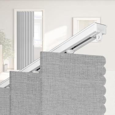 Imagem de Jilron Cortina de porta sanfonada, instalação de cortina adesiva 100% blackout para porta, adequada para quarto, armário, divisória de sala interior, cinza 139,7 cm L × 188 cm C, 1 peça