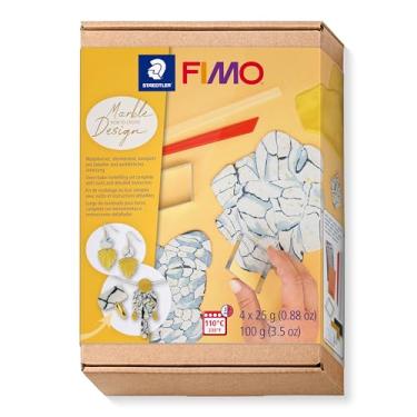 Imagem de STAEDTLER Massa de Modelar Profissional FIMO Soft 4x 25g - Efeito mármore - 8025 HTC5 - Argila Polímera Para Biscuit que Endurece no Forno – Ideal para Artesanato, Miniaturas e Bijuterias