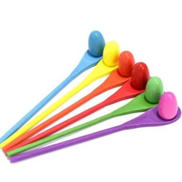 Imagem de VANZACK Jogo de corrida de relé de ovo e colher de madeira divertido ferramenta de treinamento de equilíbrio ao ar livre para meninos, meninas e adultos, piqueniques, festas escolares, cores