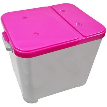Imagem de Container Furacão Pet Cinza Com Tampa Rosa 15Kg