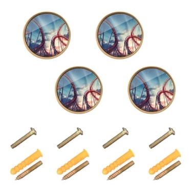 Imagem de ODAWA Montanha-russa céu noturno pacote com 4 puxadores modernos de armário com parafuso, puxadores de ferragens de gaveta para casa, cozinha, quarto, banheiro